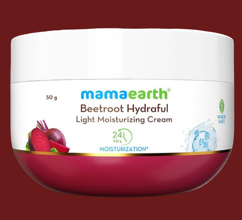Mamaearth Beetroot Hydraful Light Moisturizing Cream with Beetroot & Hyaluronic Acid for Pink Glow 50g | For Face, Hand & Body | 24H Moisturization | Quick Absorbing, Non-Greasy | Soft Moisturizer