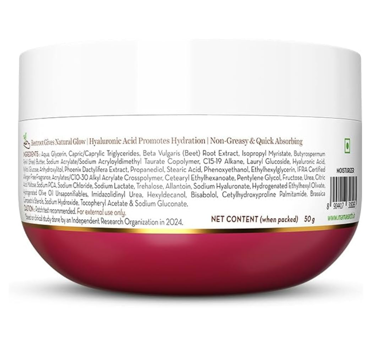 Mamaearth Beetroot Hydraful Light Moisturizing Cream with Beetroot & Hyaluronic Acid for Pink Glow 50g | For Face, Hand & Body | 24H Moisturization | Quick Absorbing, Non-Greasy | Soft Moisturizer