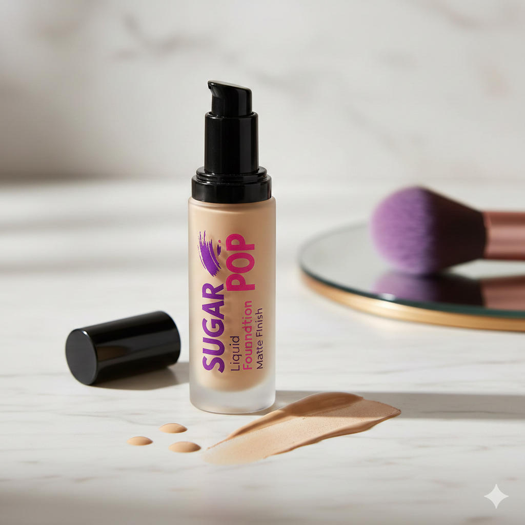SUGAR POP High Cover Liquid Foundation - Long-Wear, Matte Finish (30ml)